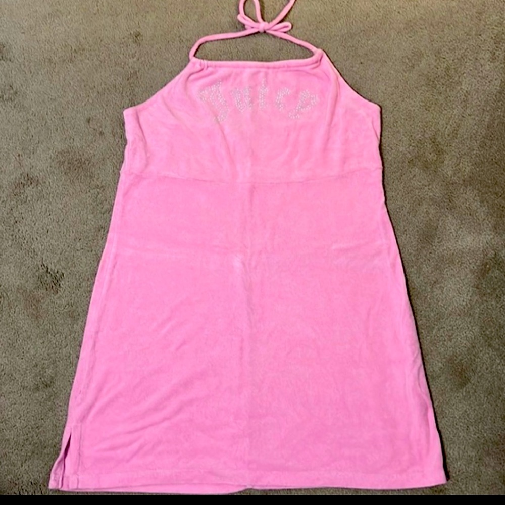 Juicy Pink Halter Neck Terry Cloth Dress L